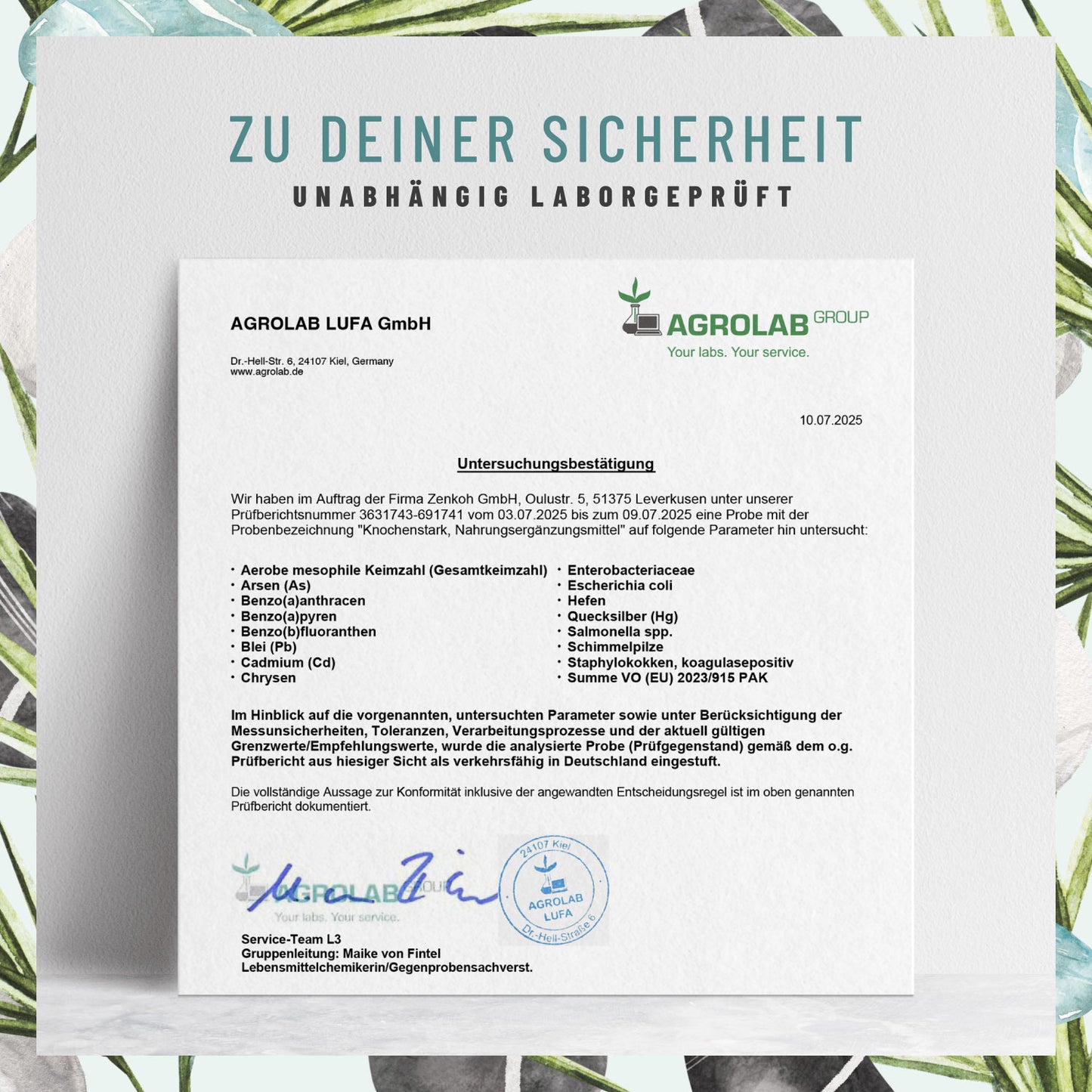 Knochenstark Calcium-Komplex_ Laborzertifikat