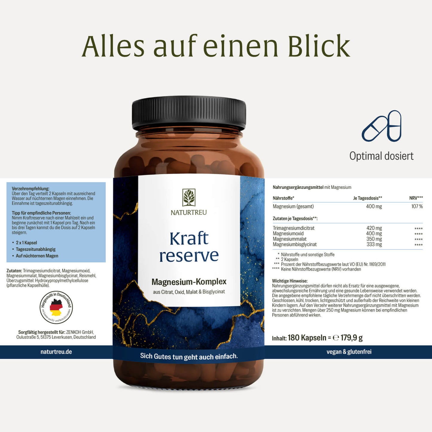 Kraftreserve Magnesium-Komplex Etikett