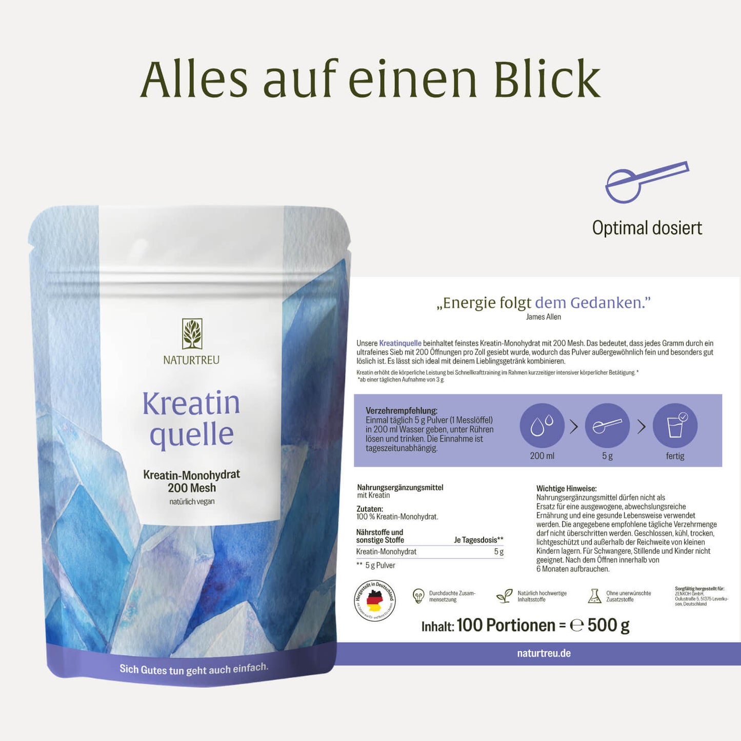 Kreatinquelle Kreatin-Monohydrat Etikett 01