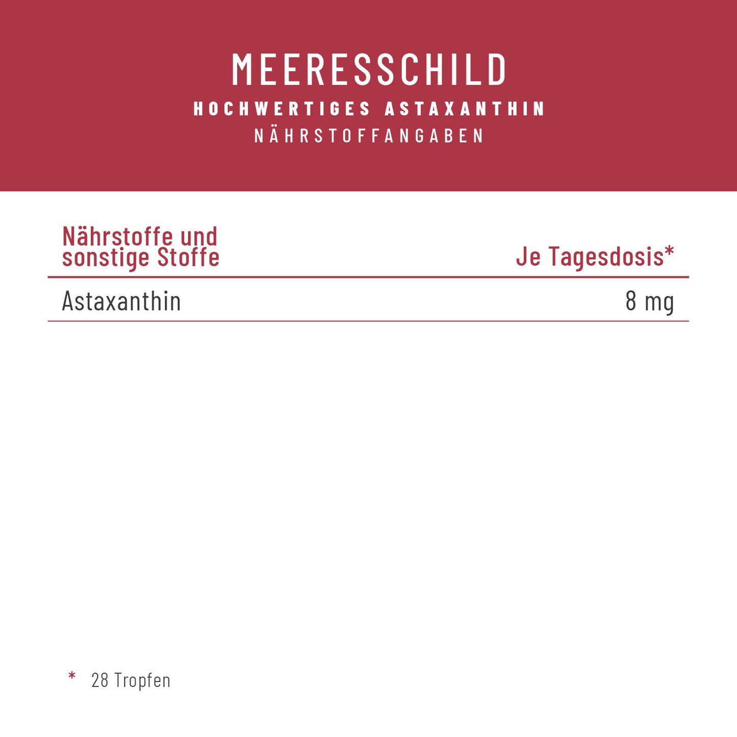 Meeresschild Astaxanthin-Tropfen Naehrwerte