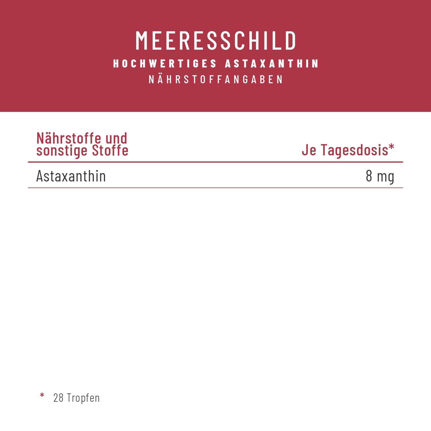 Meeresschild Astaxanthin-Tropfen Naehrwerte