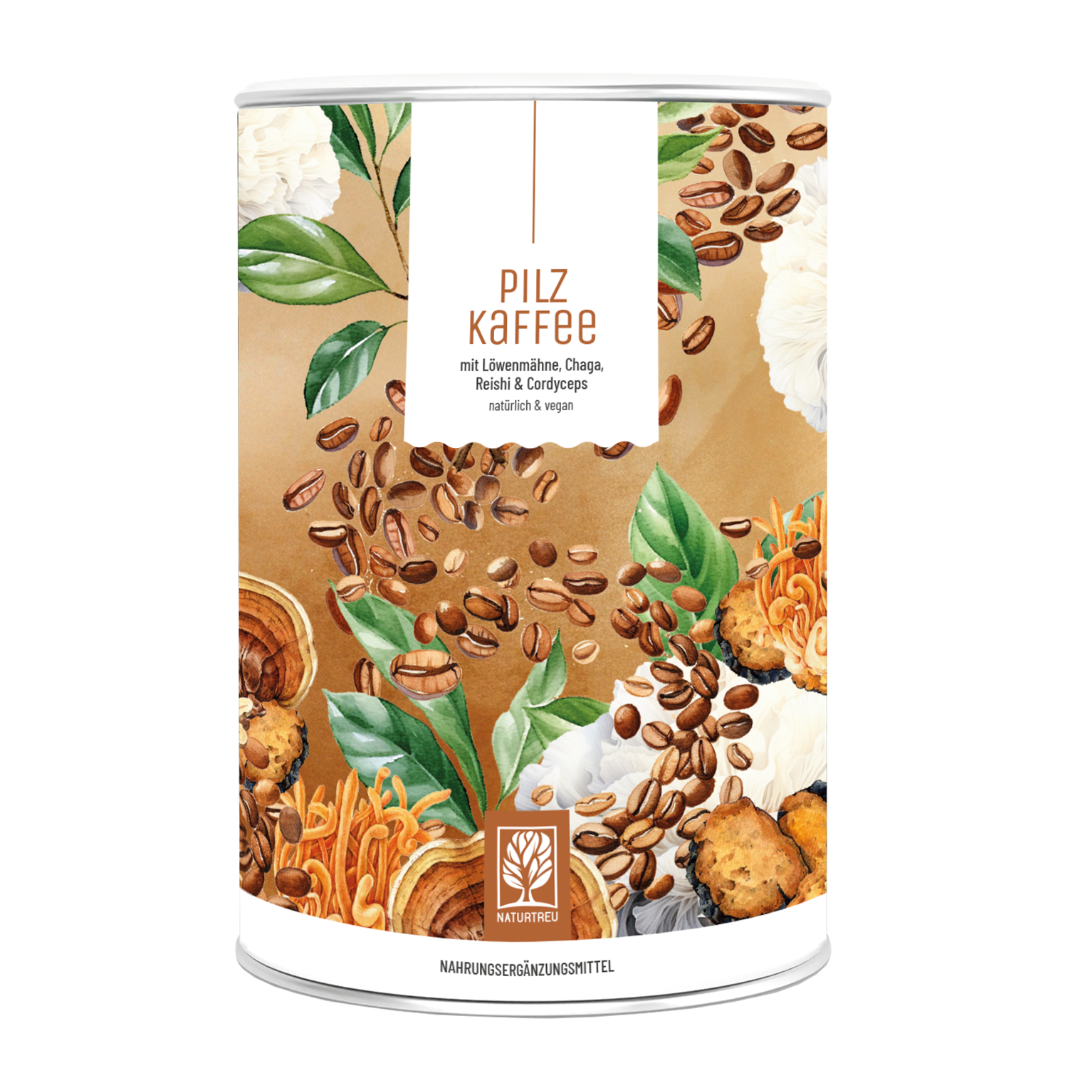 Pilzkaffee · Löslicher Kaffee mit Pilzen von NATURTREU