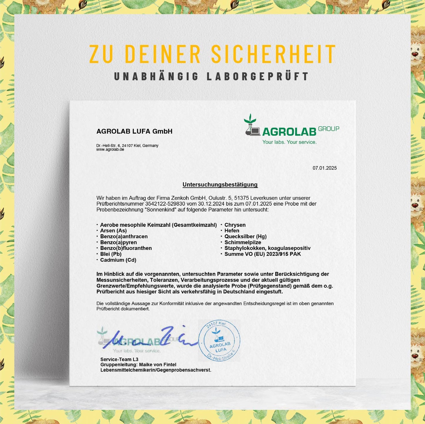 Sonnenkind Vitamin D3 K2 Laborbild