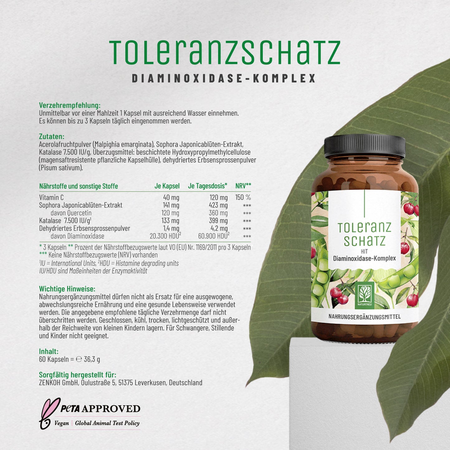 Toleranzschatz Diaminoxidase-Komplex Etikett