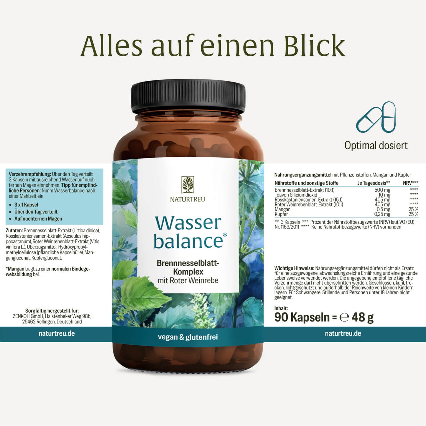 Wasserbalance NATURTREU: Nährwertangaben, Inhaltsstoffe + Verzehrempfehlung.
