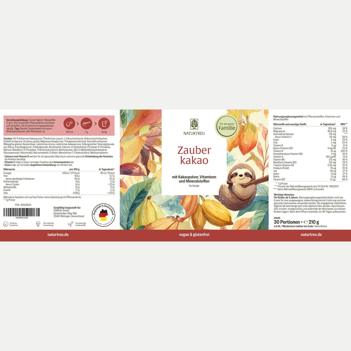 Zauberkakao: Kakaopulver für Kinder mit 20 Vitaminen & Mineralstoffen