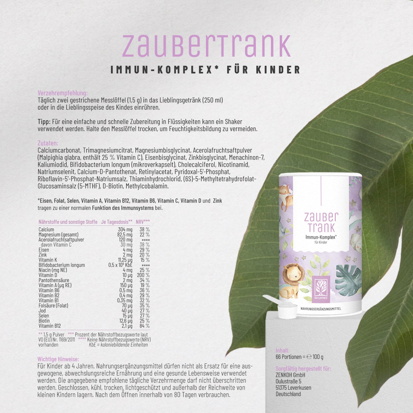 Zaubertrank Immun-Komplex Etikett