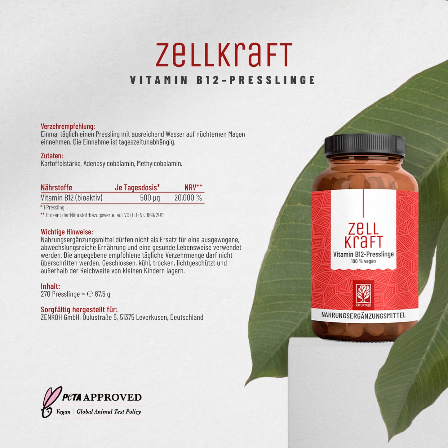 Zellkraft Vitamin B12 Presslinge Etikett 01