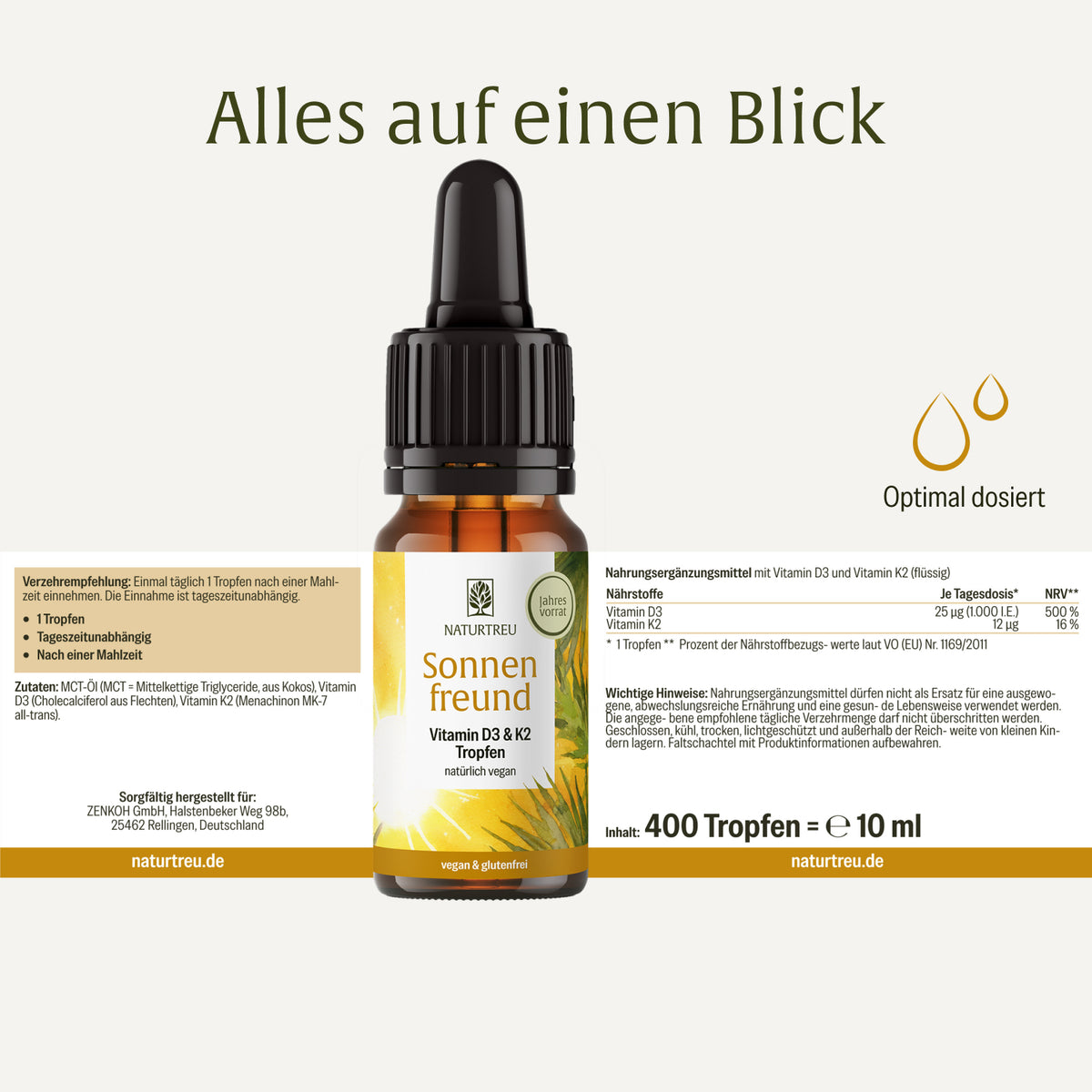 Sonnenfreund Small: Vitamin D3 & K2 Tropfen