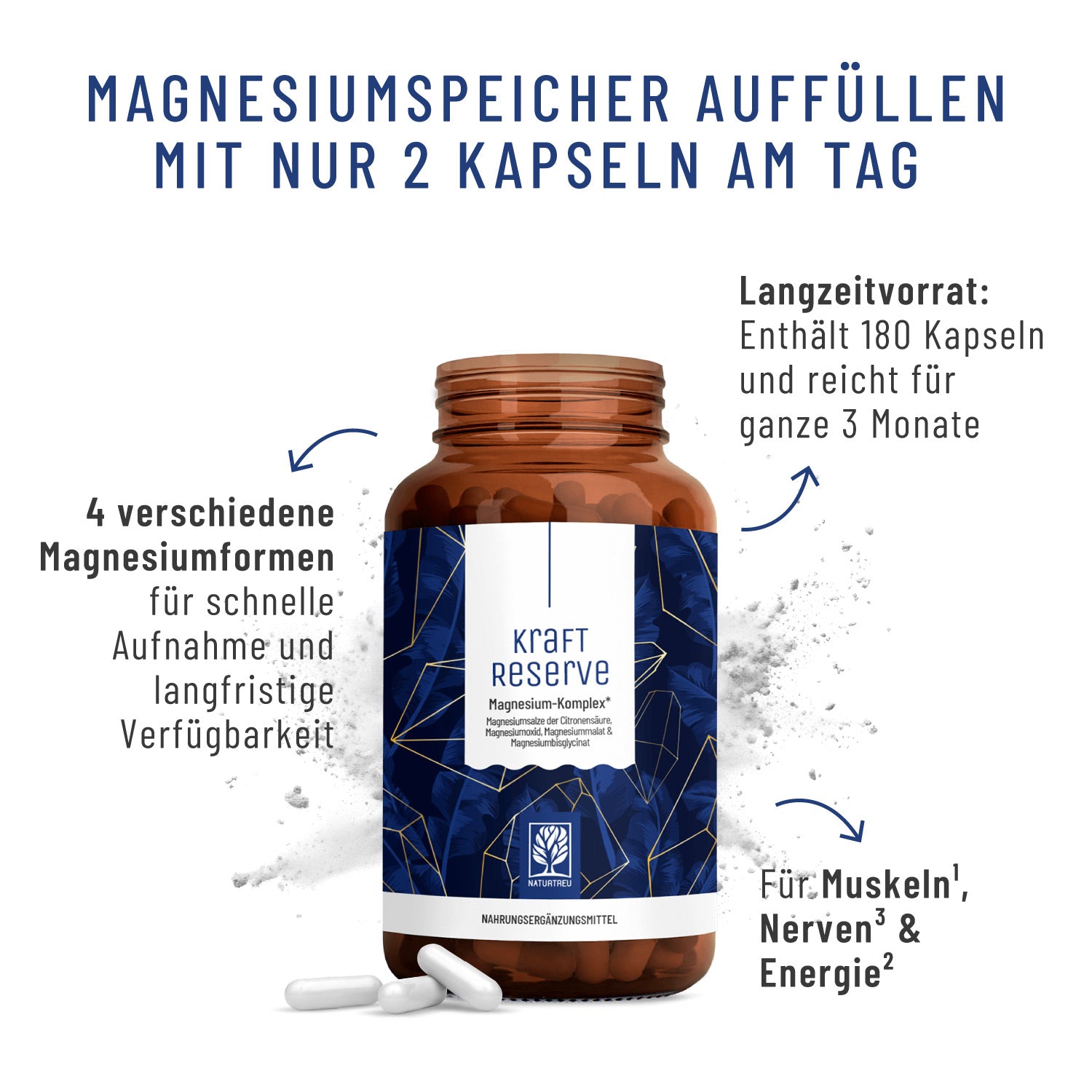 Kraftreserve Magnesium-komplex hochwertige Inhaltsstoffe
