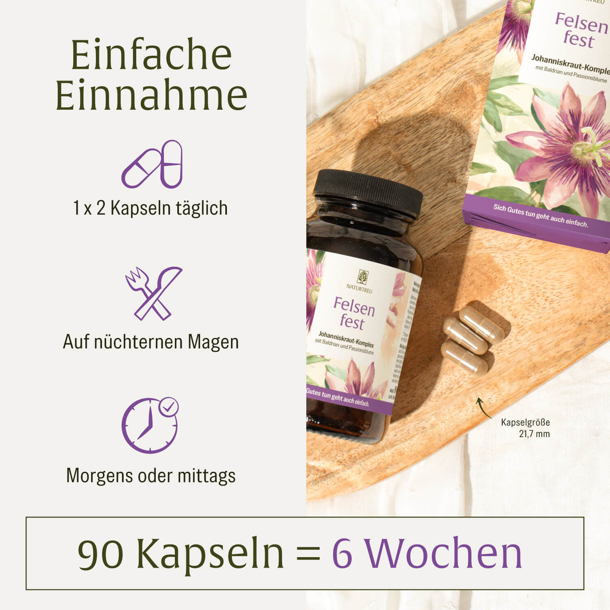 Felsenfest Passionsblume Baldrian Johanniskraut-Komplex Einnahme
