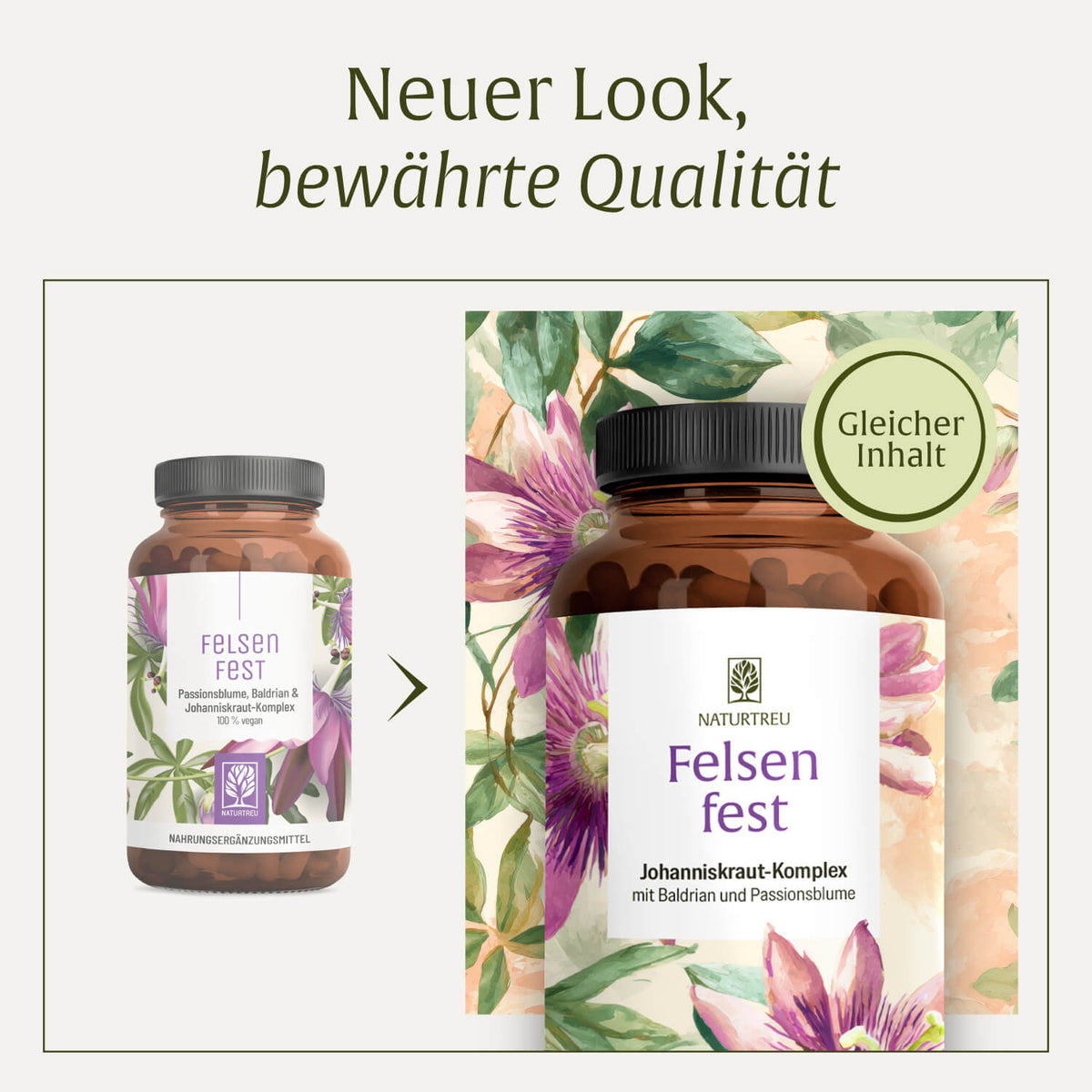 Felsenfest Passionsblume Baldrian Johanniskraut-Komplex Neues Design