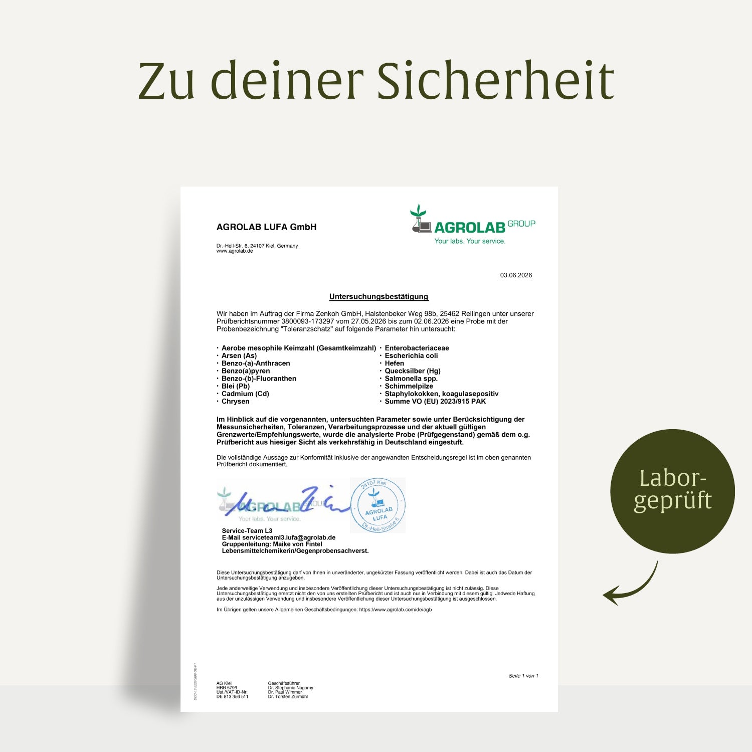 Toleranzschatz Diaminoxidase-Komplex Laborzertifikat