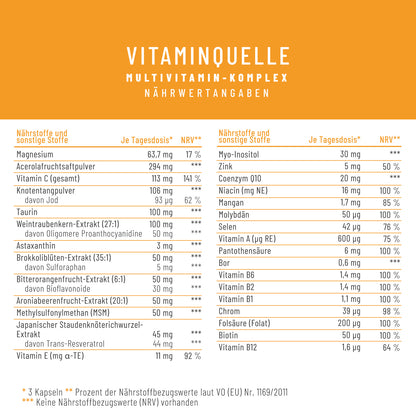 Vitaminquelle: Multivitamin-Komplex mit ausgewählten Vitaminen, Pflanzen- und Mineralstoffen