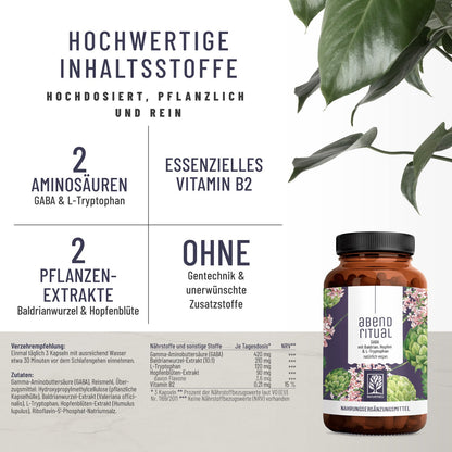Abendritual GABA Baldrian Hopfen L-Tryptophan Hochw Inhaltsstoffe 