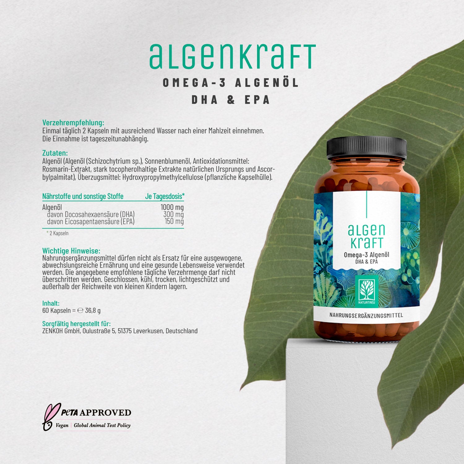 Algenkraft Omega3 Algenoel DHA EPA Etikett01 