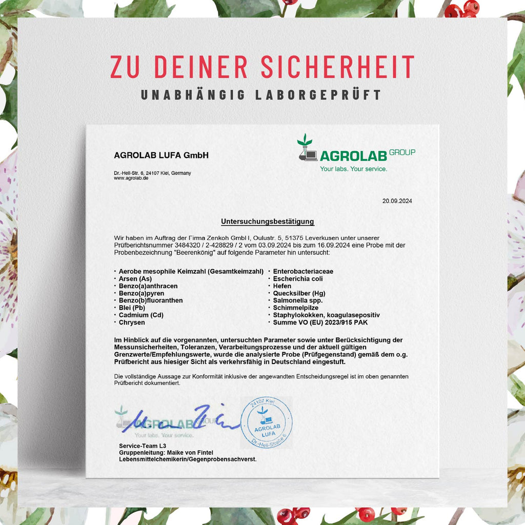 Beerenkoenig Vitamin C-Komplex Laborzertifikat