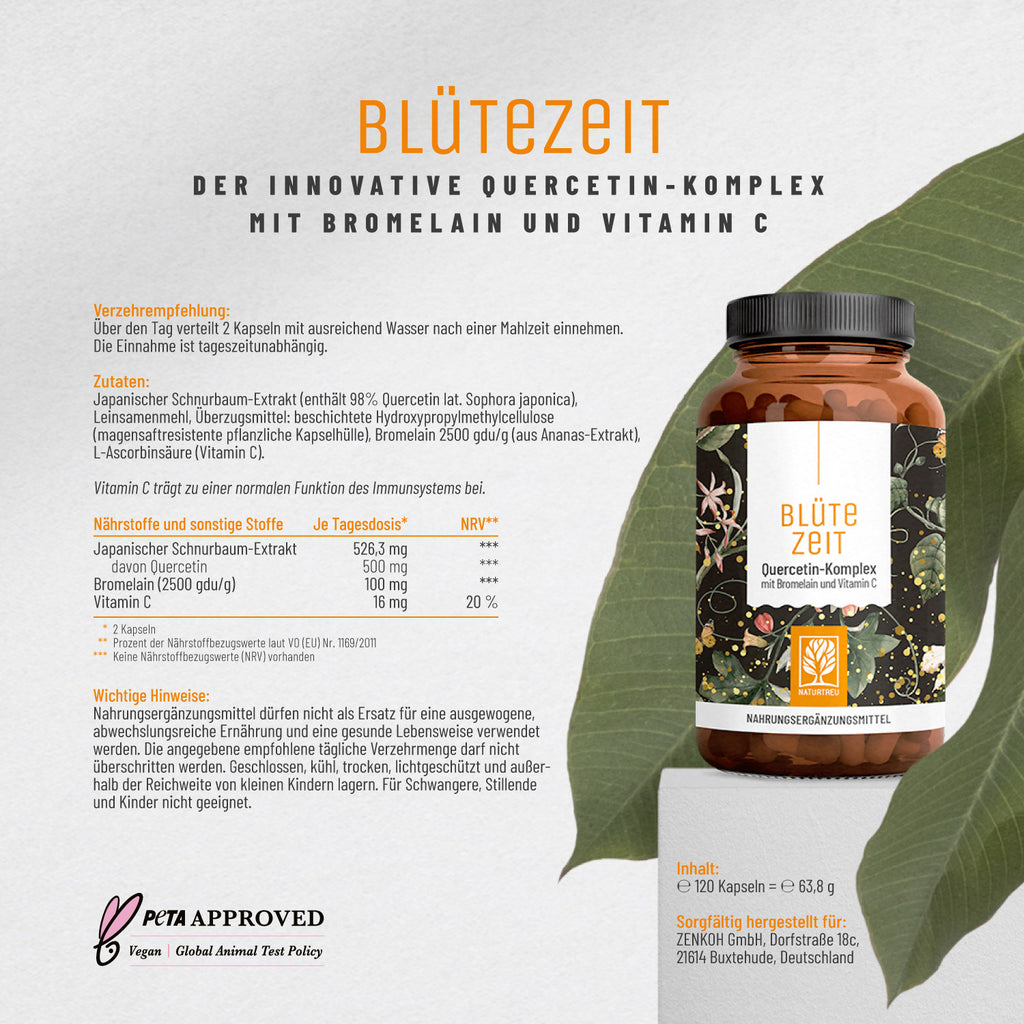 Blütezeit Quercetin-Komplex Etikett