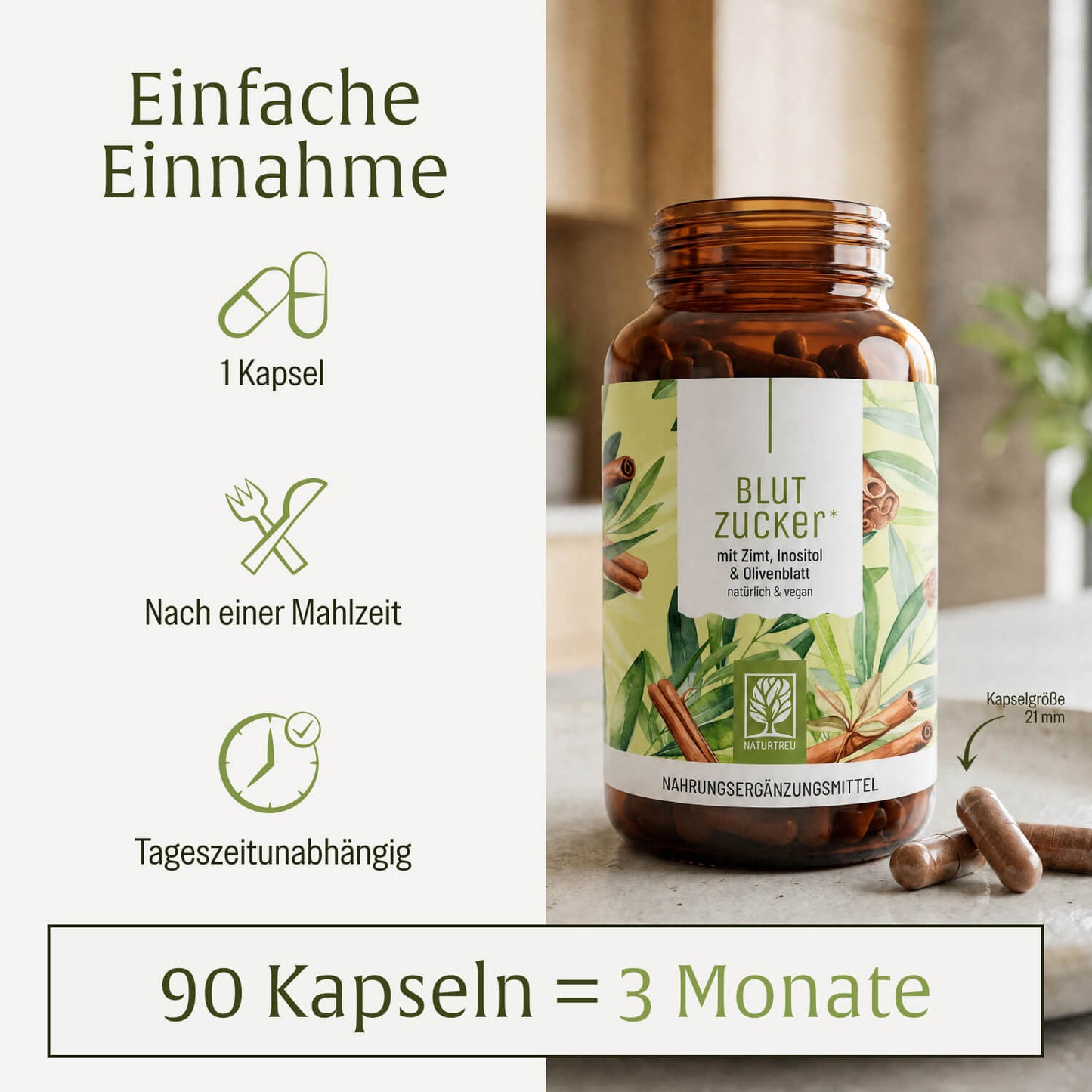 Blutzucker: Komplex mit Zimt, Inositol & Olivenblatt