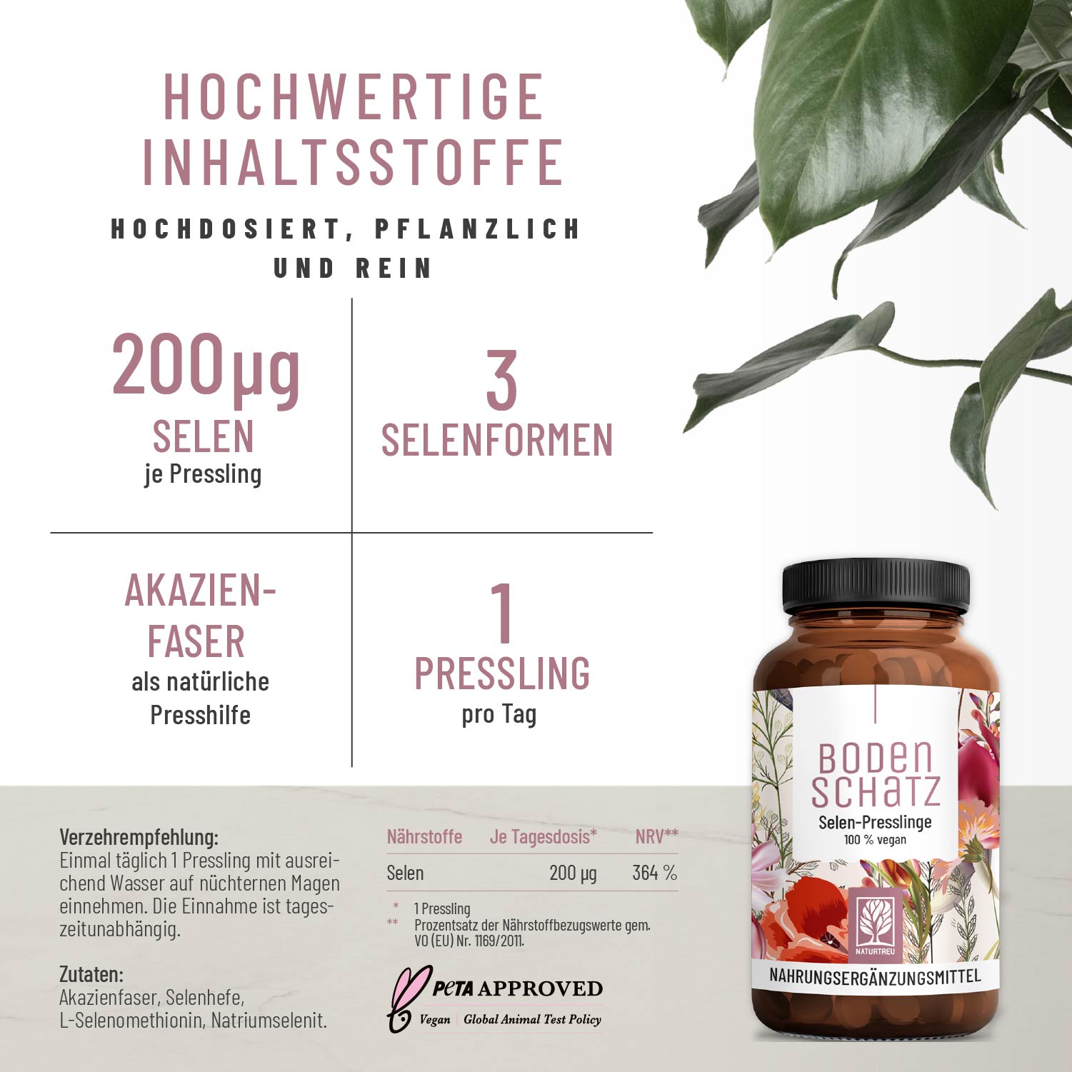 Bodenschatz Selen-Presslinge Inhaltsstoffe 