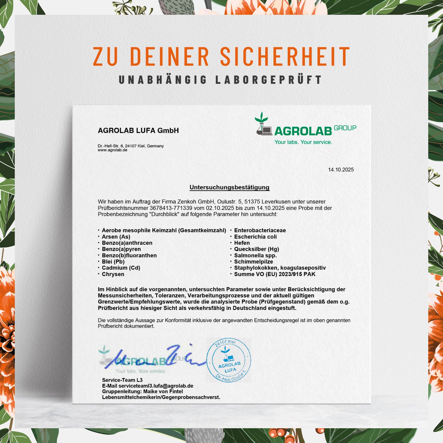 Durchblick Augenvitamine Laborzertifikat 