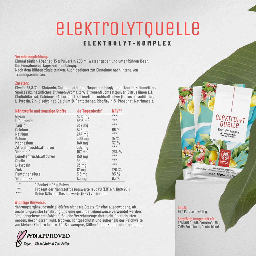 Elektrolytquelle Elektrolyt-Komplex Etikett