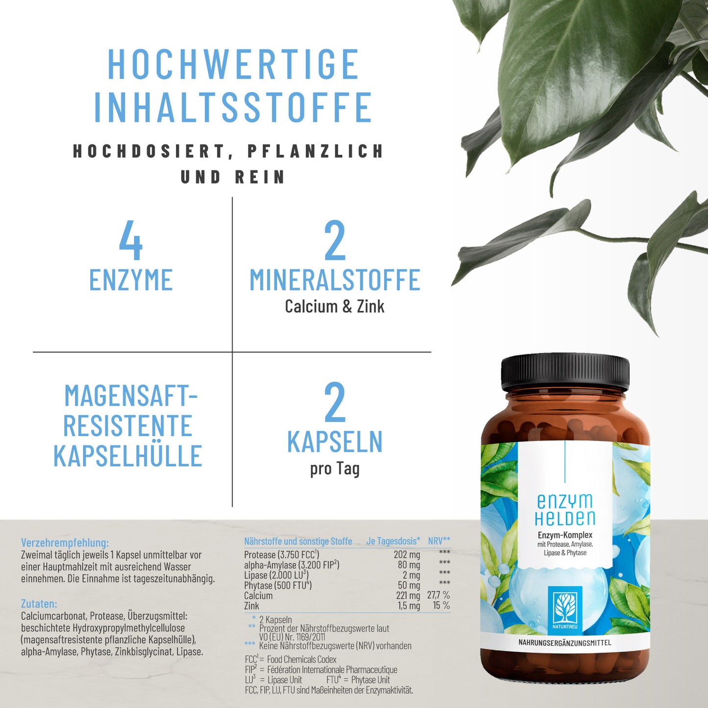 Enzymhelden Enzym-Komplex Hochwertige Inhaltsstoffe