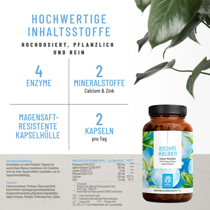 Enzymhelden Enzym-Komplex Hochwertige Inhaltsstoffe