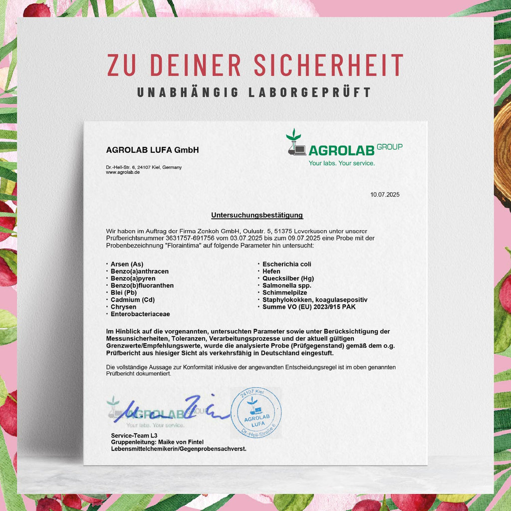 Floraintima Milchsaurebakterien cranberry vitaminb3 Laborbild DE