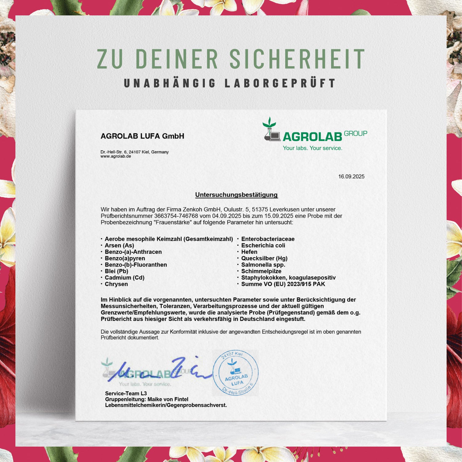Frauenstaerke Inositol Moenchspfeffer Laborzertifikat 