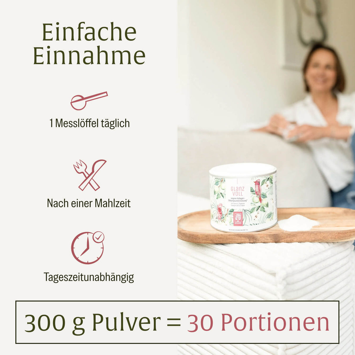 Glanzvoll: Vegane Kollagen-Bildungsunterstützung* mit Vitamin C, Hyaluron, Q10 & D-Biotin