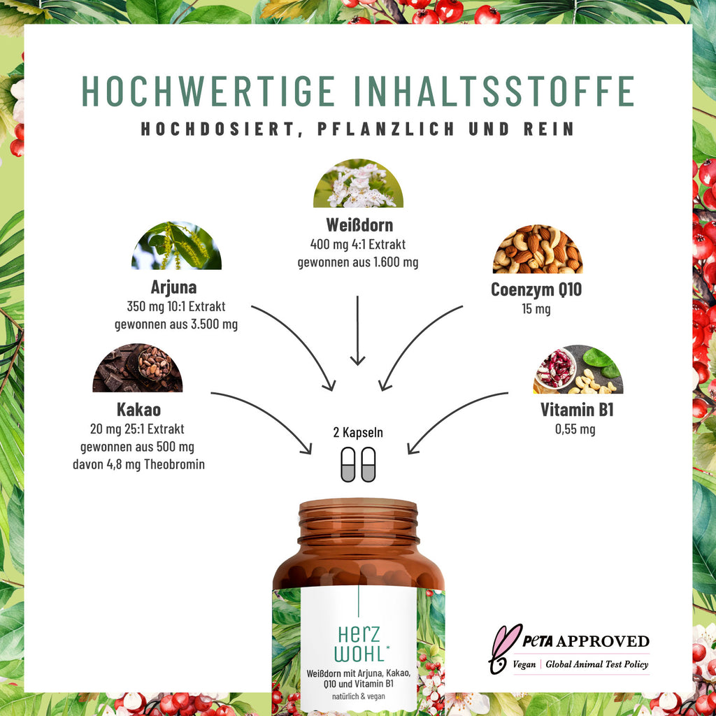 herzwohl weissdorn arjuna kakao q10 vitaminb1 inhaltsstoffe