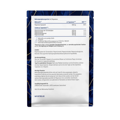 Kraftreserve Magnesium-Komplex Sachet Rueckseite Titelbild