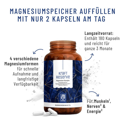 Kraftreserve Magnesium-komplex Hochwertige Inhaltsstoffe