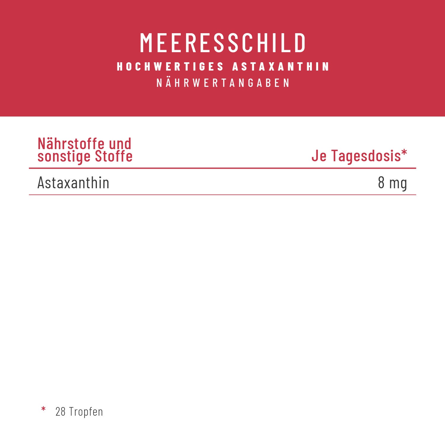 Meeresschild Astaxanthin-Tropfen Naehrwerte