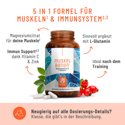 Muskelration Magnesiumcitrat L-Glutamin Onlineshop Inhaltsstoffe