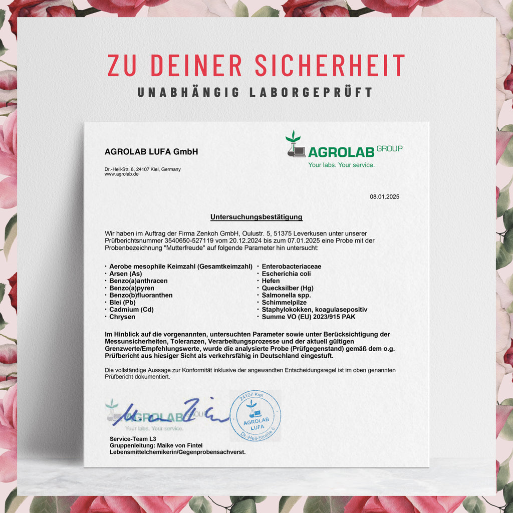 Mutterfreude Folsaeure-Komplex Laborzertifikat 