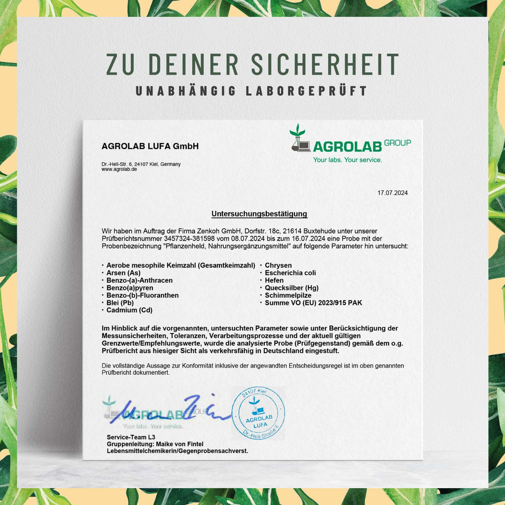 Pflanzenheld Vitamine Mineralien Laborzertifikat