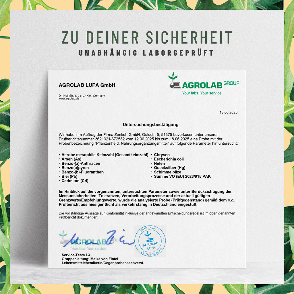 Pflanzenheld Vitamine Mineralien Laborzertifikat 