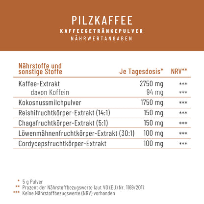 Pilzkaffee Kaffeegetraenkepulver Naehrwerte