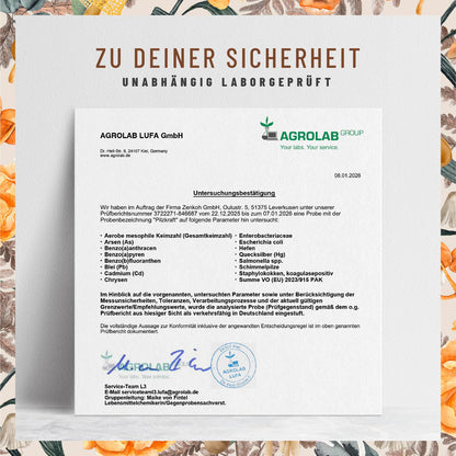 Pilzkraft Pilz-Komplex Laborzertifikat