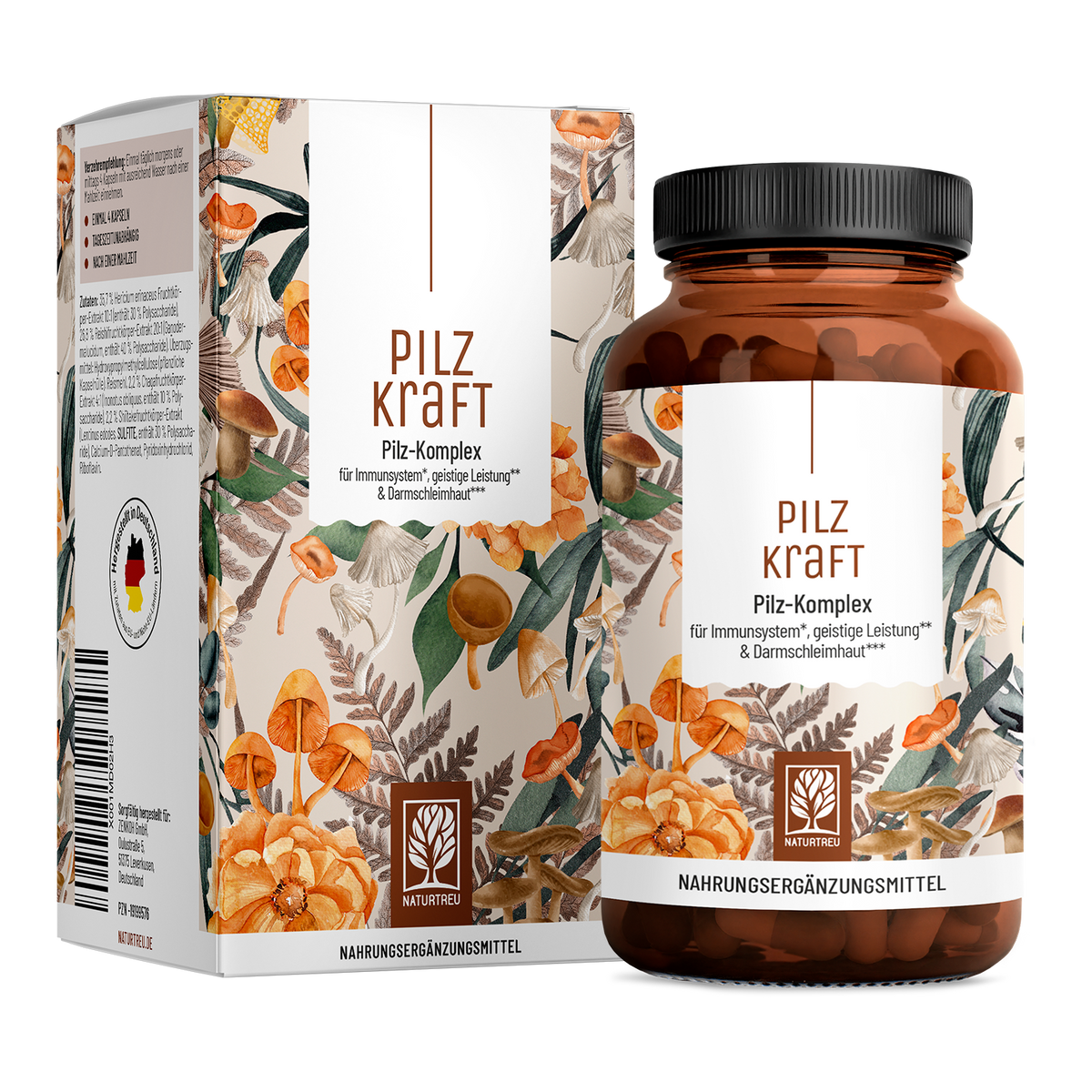 Pilzkraft: Reishi, Shiitake, Chaga & Löwenmähne - 1 Dose Pilzkraft (die meisten Kunden kaufen 2 Dosen)