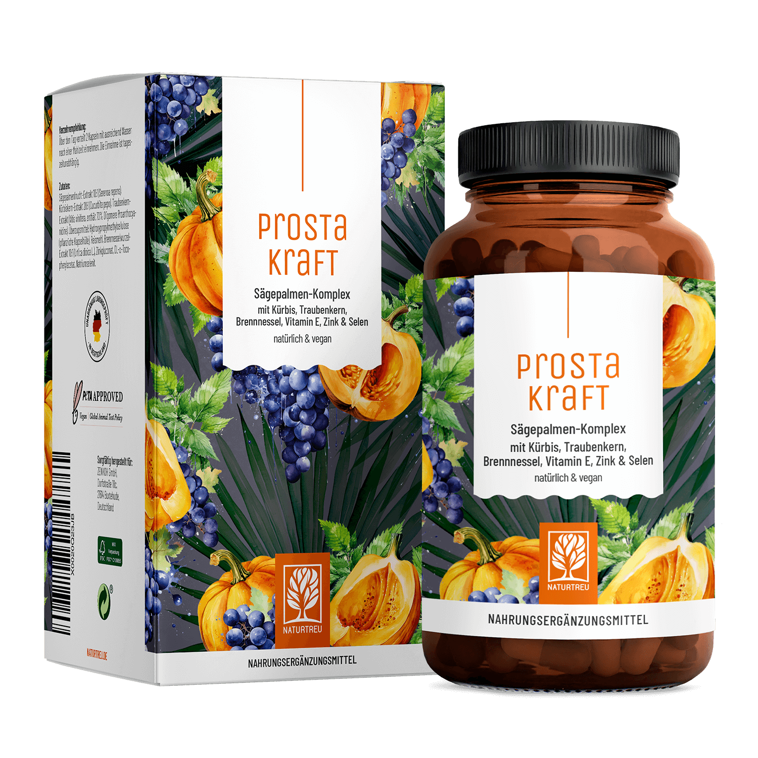 Prostakraft Saegepalmen Komplex mit Kuerbis Traubenkern Brennnessel Vitamin E Zink Selen Titelbild