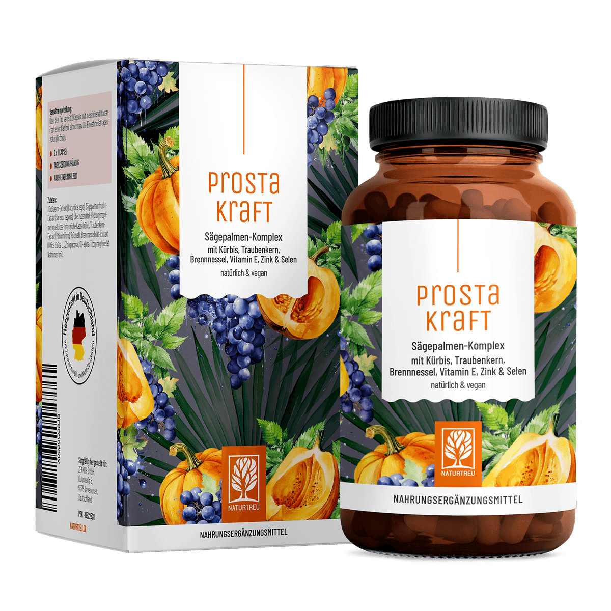 Naturtreu PROSTAKRAFT Kapseln, 120 St., 90 g, Hergestellt in Deutschland, 100 % vegan, laborgeprüft, frei von …