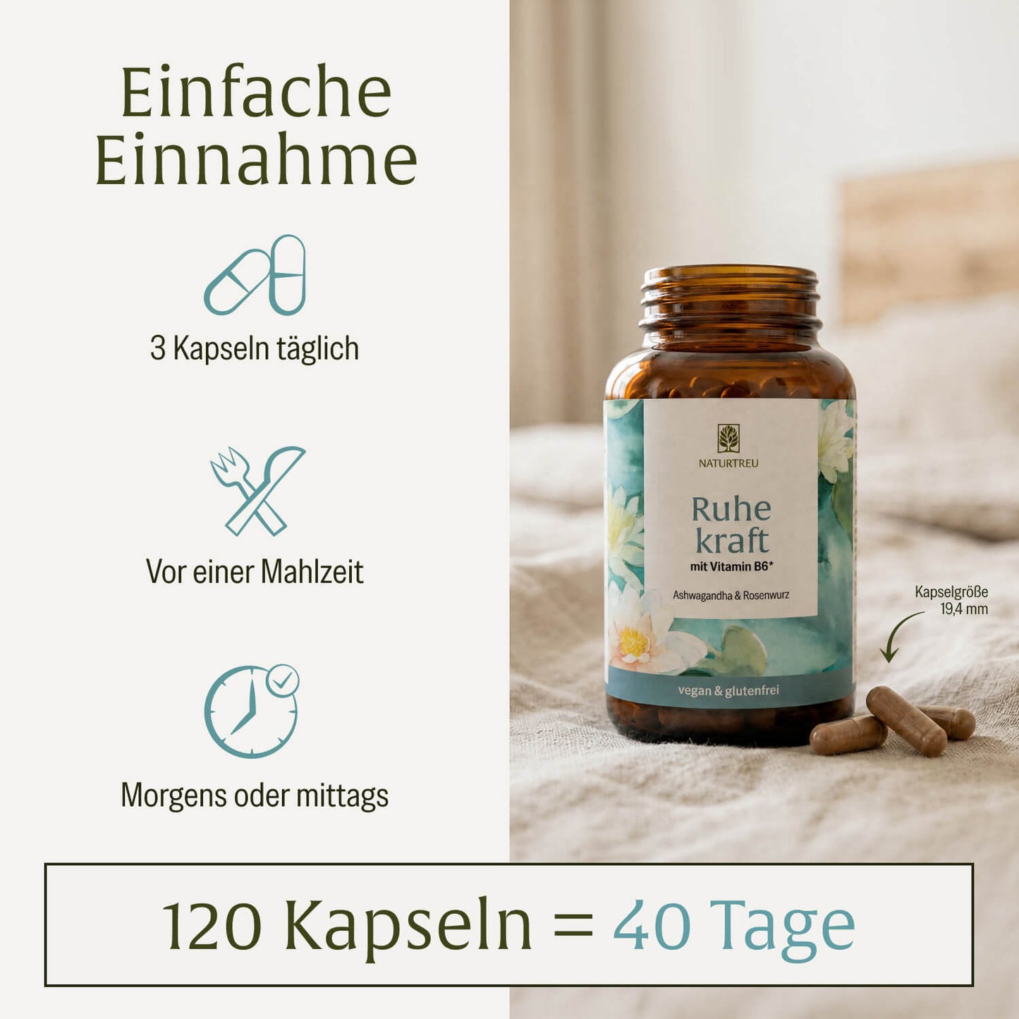 Ruhekraft: mit Vitamin B6, Ashwagandha & Rosenwurz