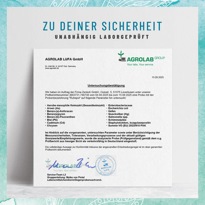 Ruhepol Ashwagandha-Rosenwurz Laborzertifikat 