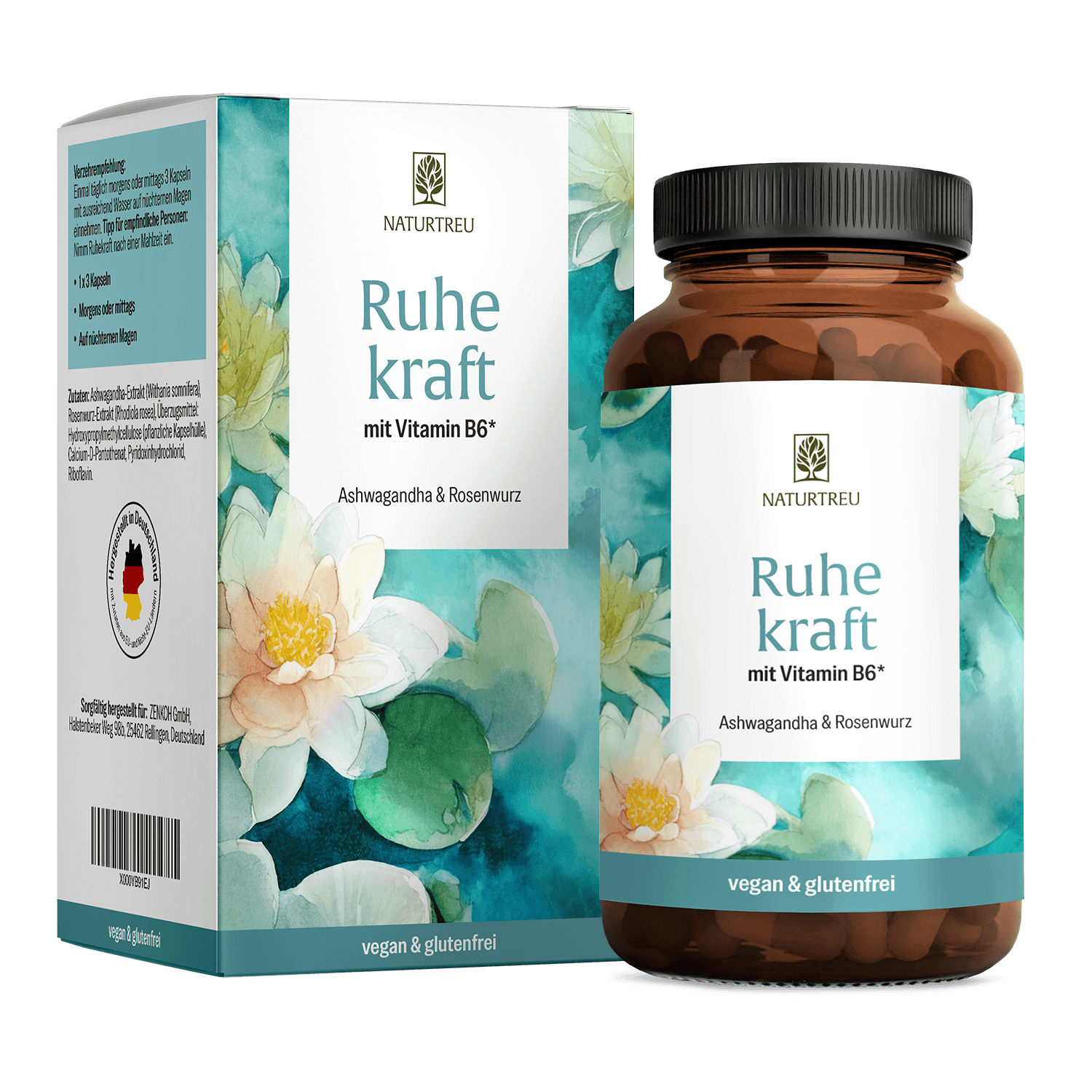 NATURTREU Ruhekraft · Ashwagandha & Rosenwurz bei Stress