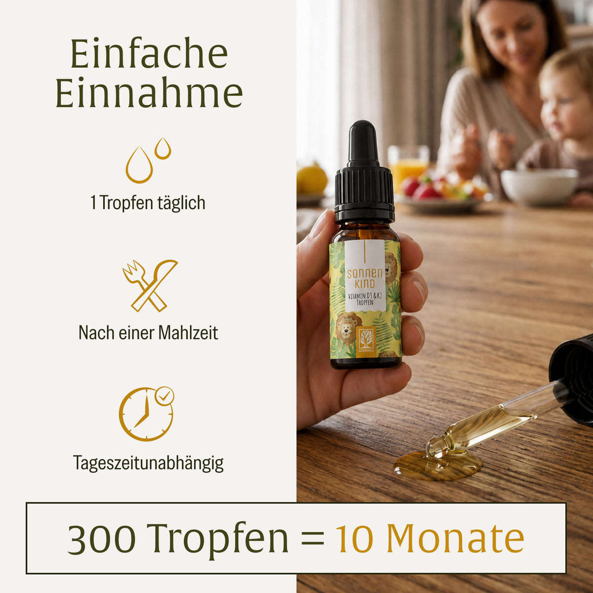 Sonnenkind: Vitamin D3 & K2 Tropfen für Kinder ab 4 (500 I.E.)