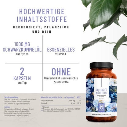 Schwarzkuemmel Schwarzkuemmeloel Hochwertige Inhaltsstoffe