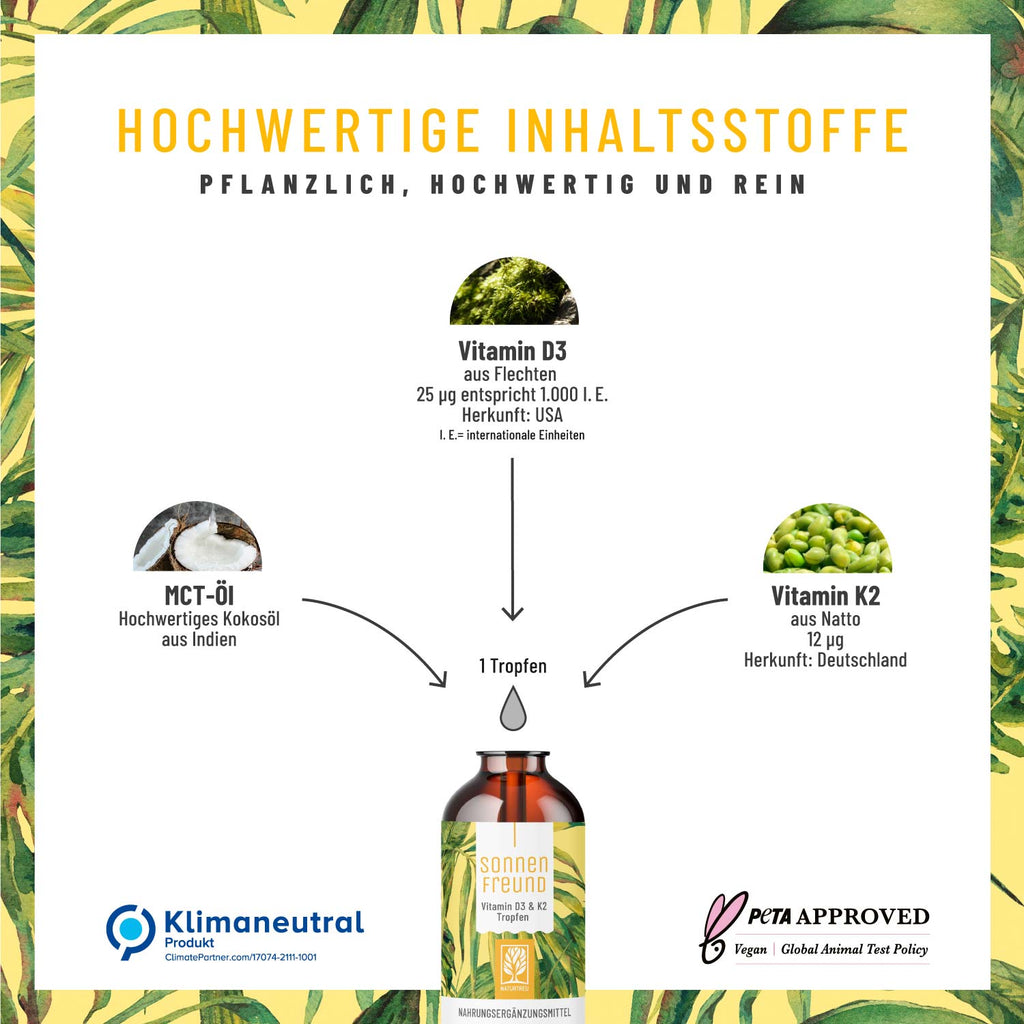 Sonnenfreund D3 K2 Hochwertige Inhaltsstoffe